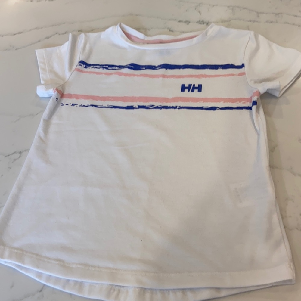 HELLEY HANSON SZ 140/ 8/10 TEE PINK BLUE LOGO NORWAY SKI SWIM LUXE